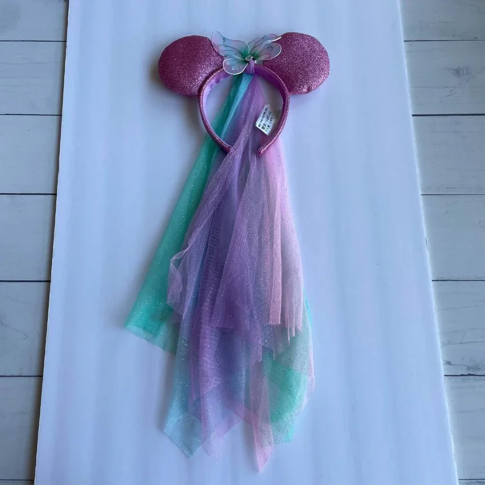 Disney Parks Princess Fairy Butterfly Glitter‎ Veil Minnie Mouse Ears Headband